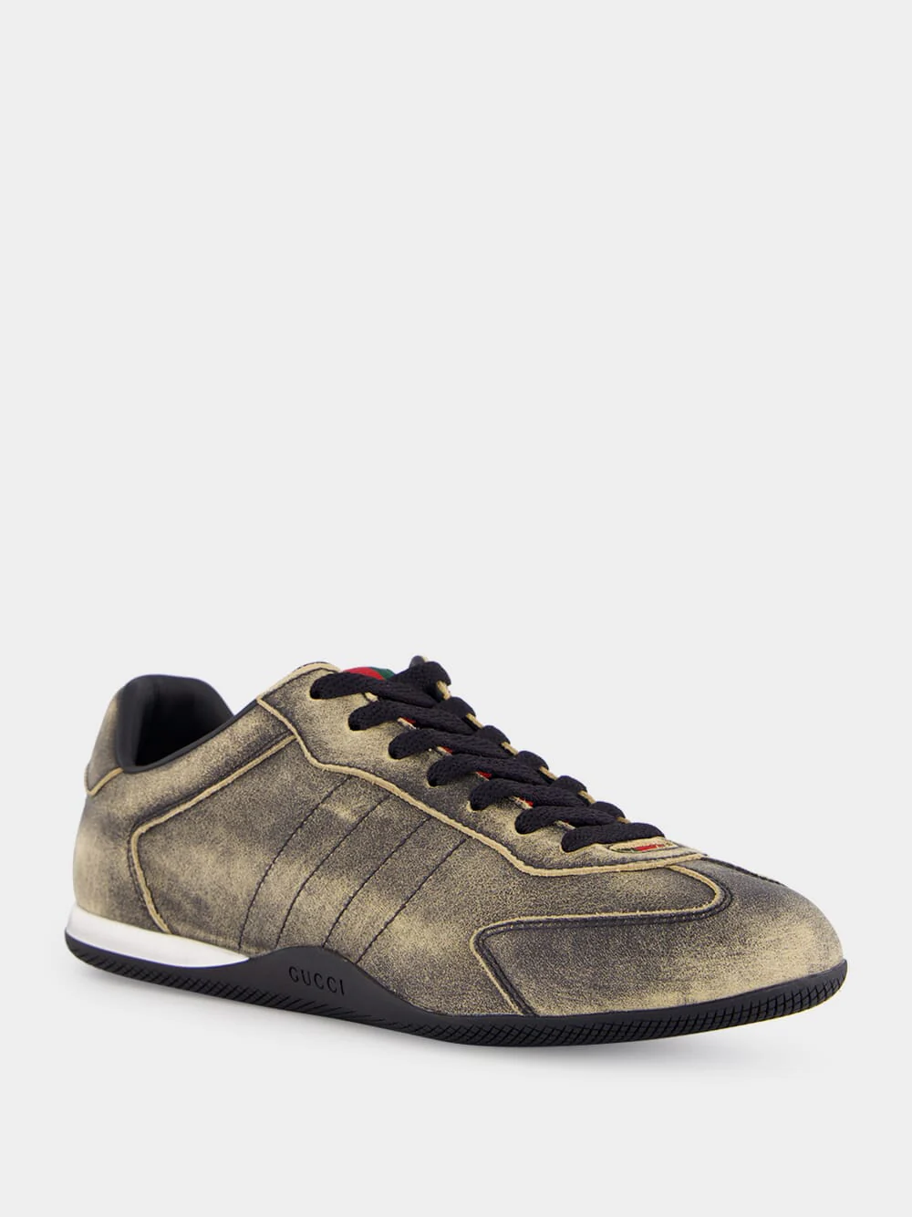 Black Washed Leather Shift Trainers - Image 2