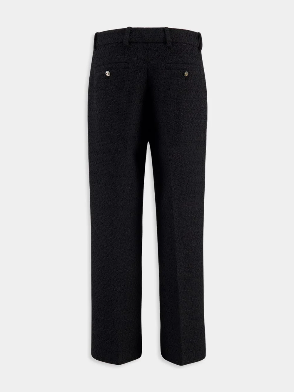 Black Wool Bouclé Culotte Trousers - Image 2