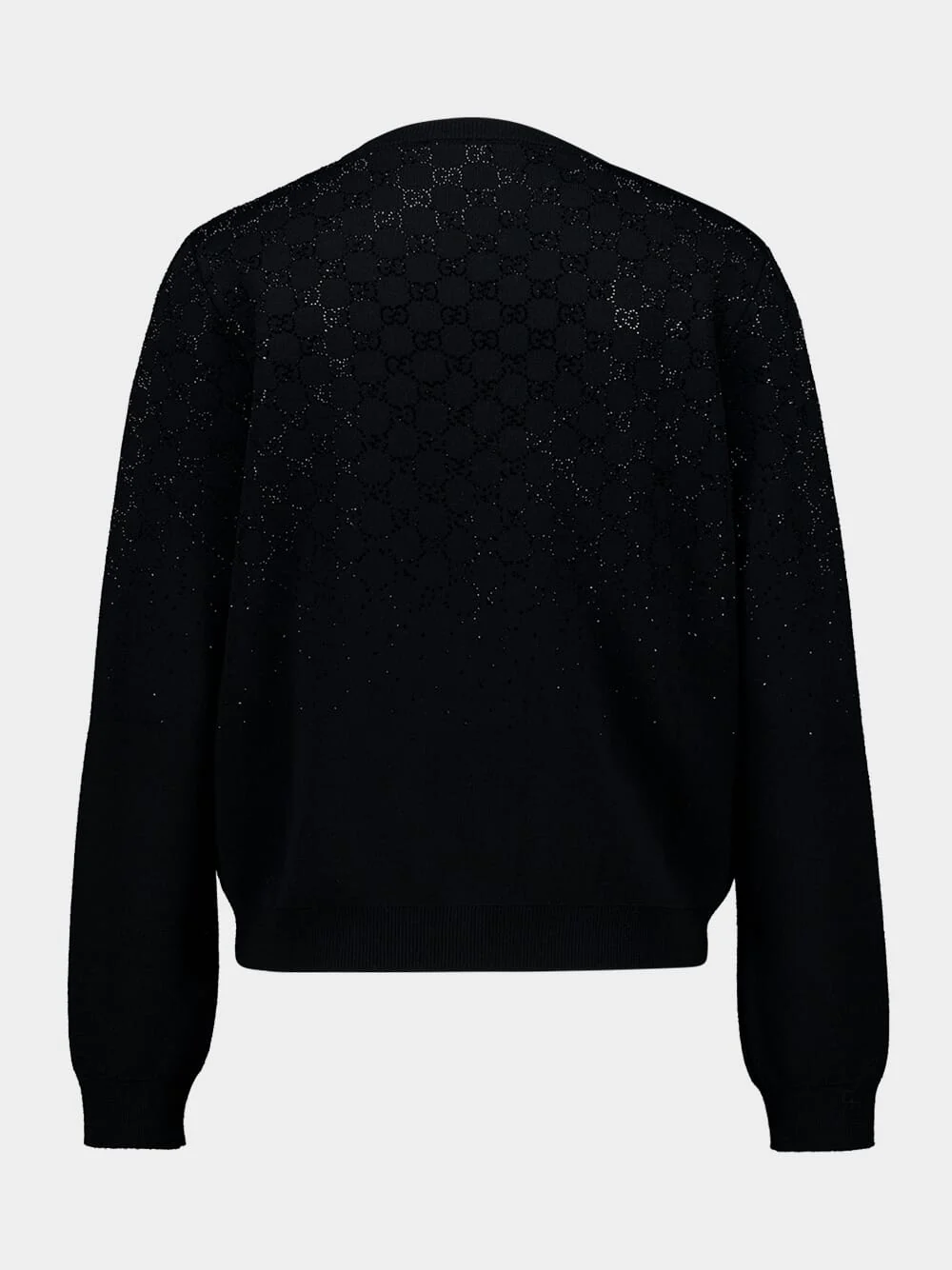 Black Wool Cardigan with GG Crystals - Image 2