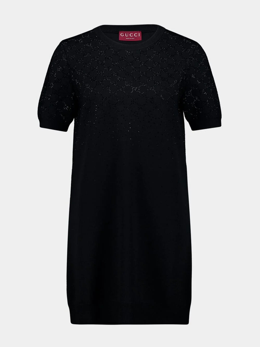 Black Wool Dress with GG Crystals
