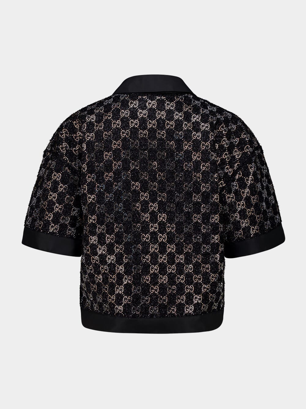 Black Wool Lamé GG Crystal Top - Image 2