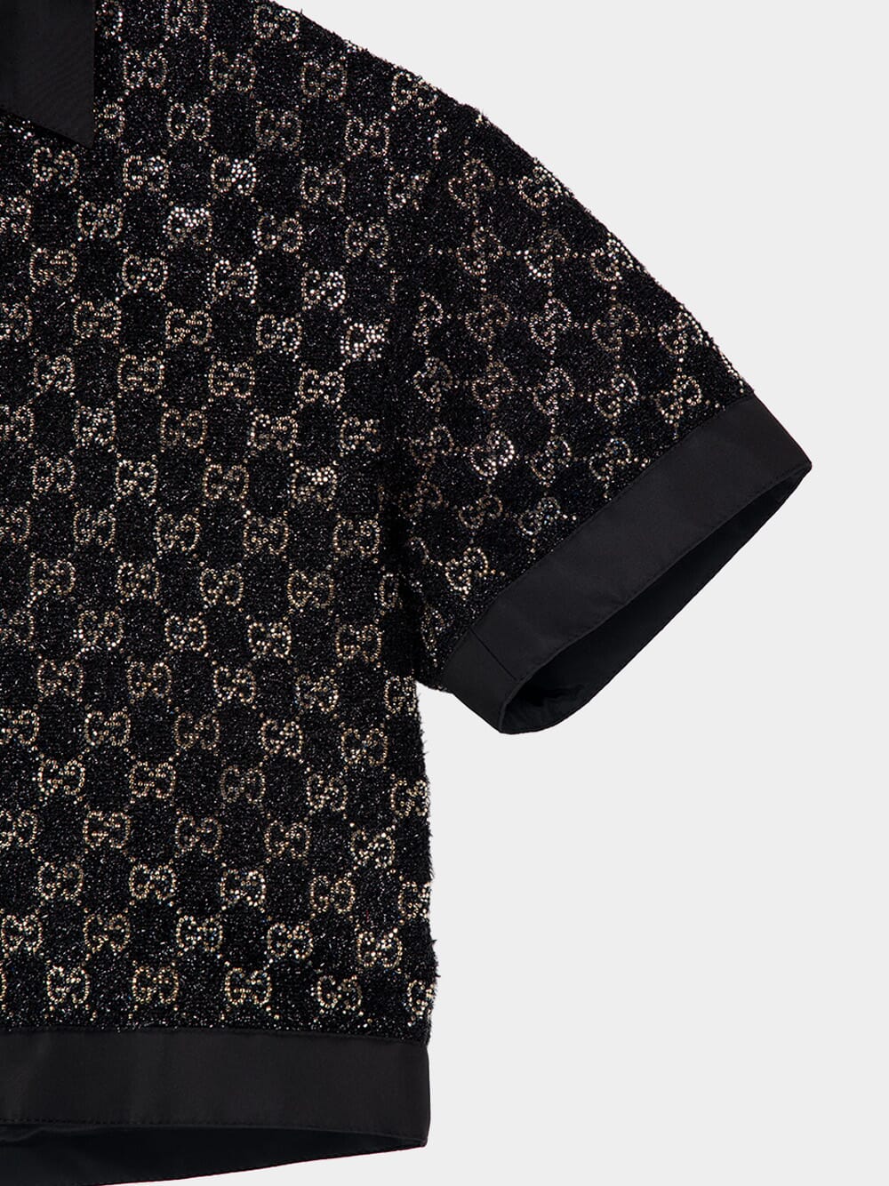 Black Wool Lamé GG Crystal Top - Image 4