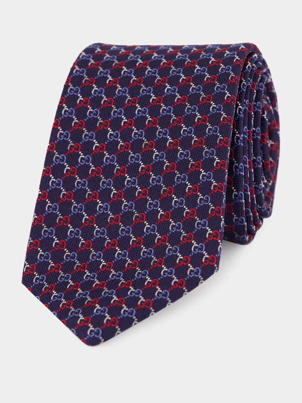 Blue and Red GG Silk Jacquard Tie