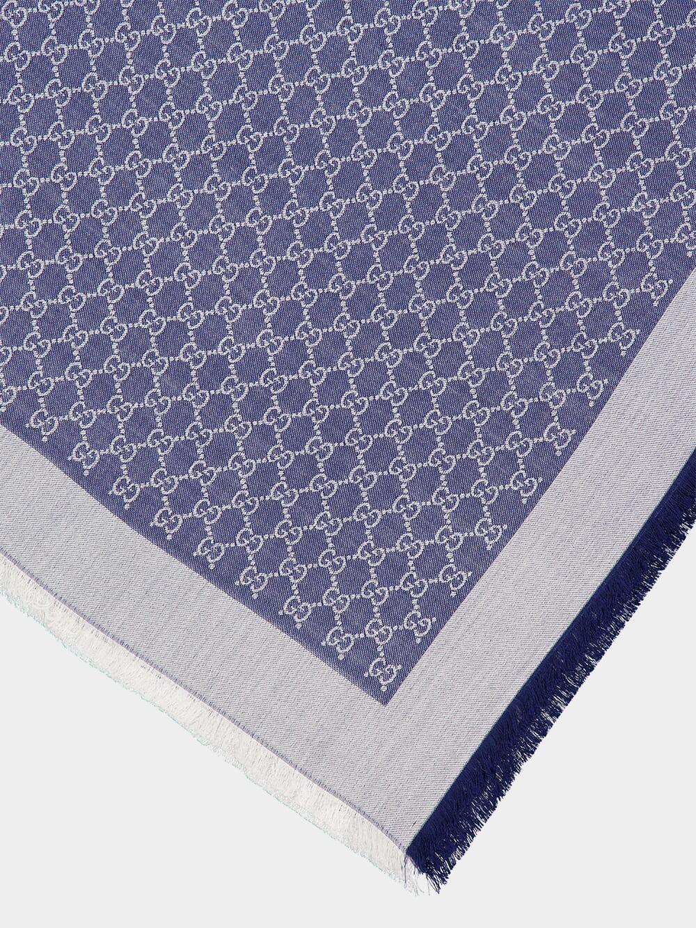 Blue and White GG Silk Wool Shawl - Image 2