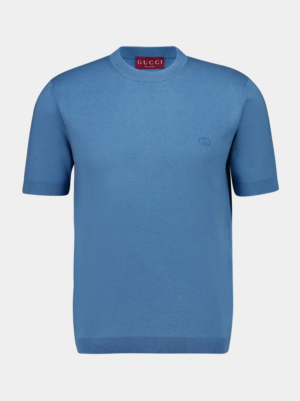 Blue Cotton Short-Sleeve T-Shirt