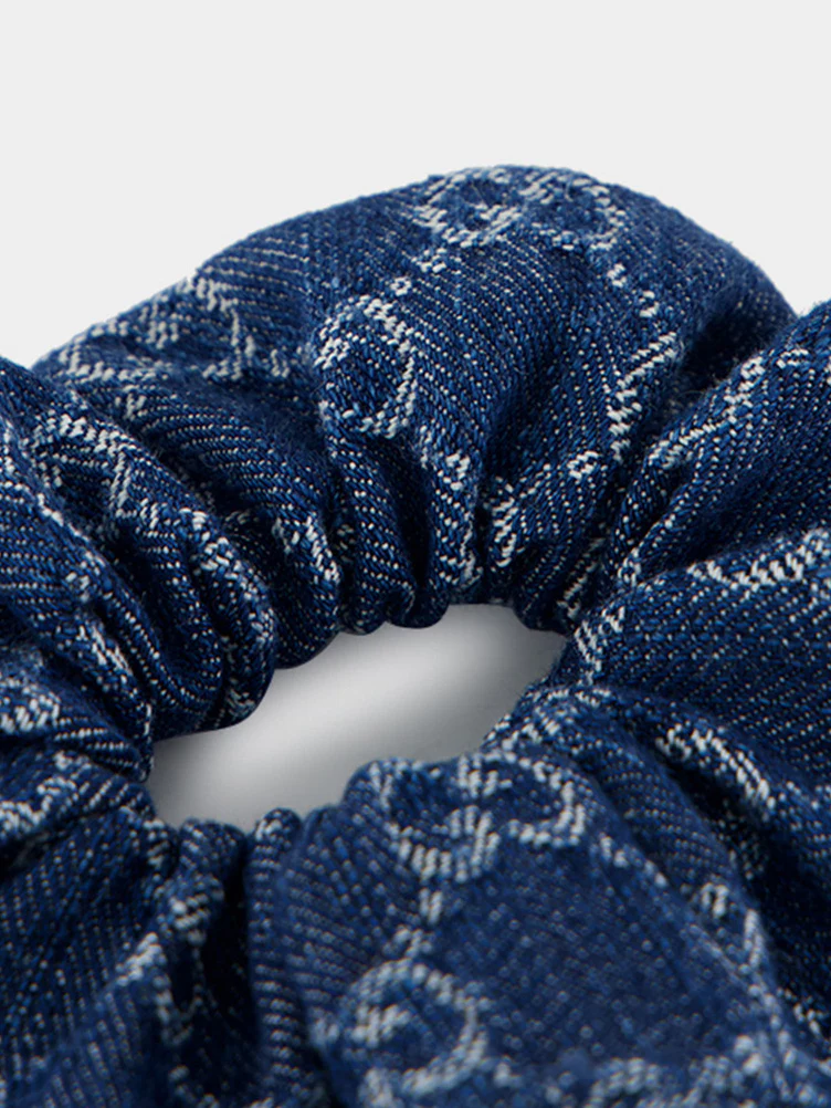 Blue GG Denim Scrunchie - Image 2