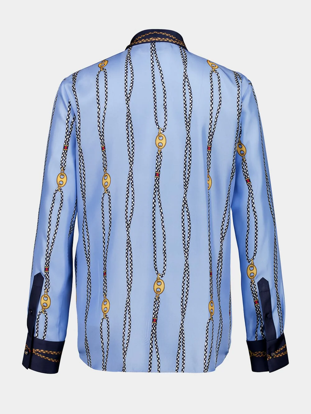 Blue Marina Chain Print Silk Twill Shirt - Image 2