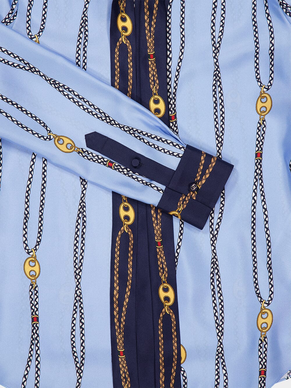 Blue Marina Chain Print Silk Twill Shirt - Image 4
