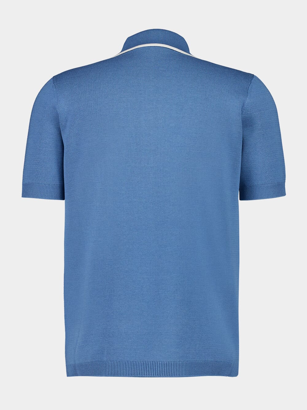 Blue Silk-Cotton Short-Sleeve Polo - Image 2