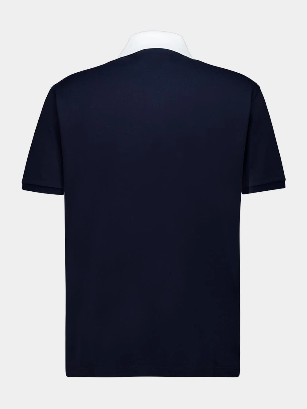 Blue Stretch Cotton Piquet Polo Shirt with Web Detail - Image 2