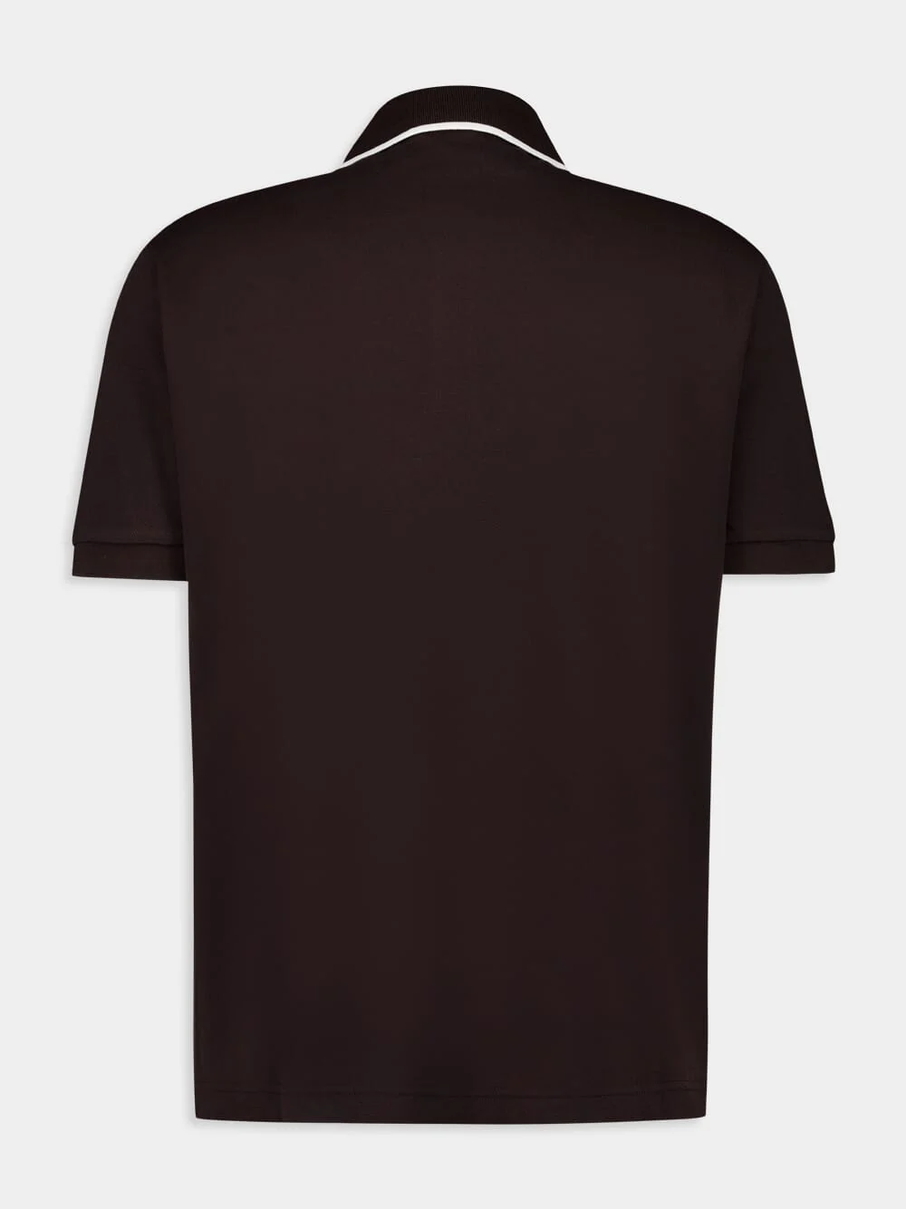 Brown Embroidered Cotton Piqué Polo Shirt - Image 2