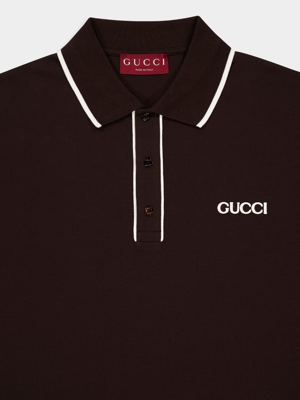 Brown Embroidered Cotton Piqué Polo Shirt - Image 3
