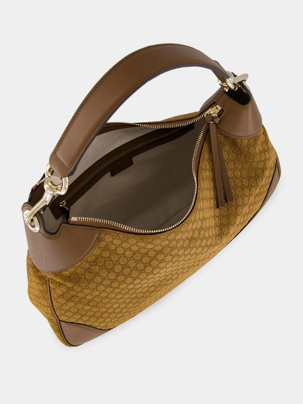 Brown GG Suede B Medium Shoulder Bag - Image 4