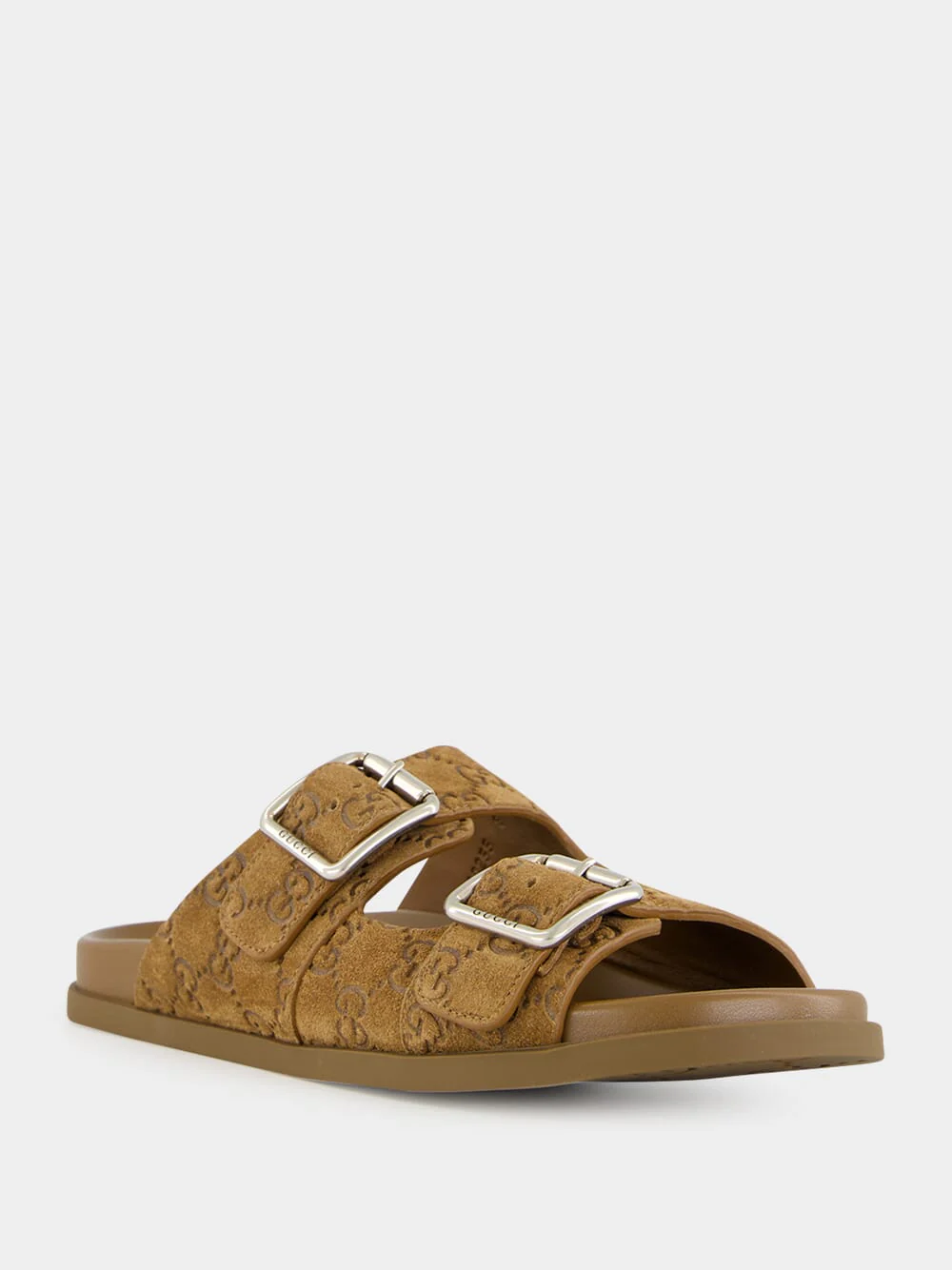 Brown GG Suede Double Buckle Sandals - Image 2
