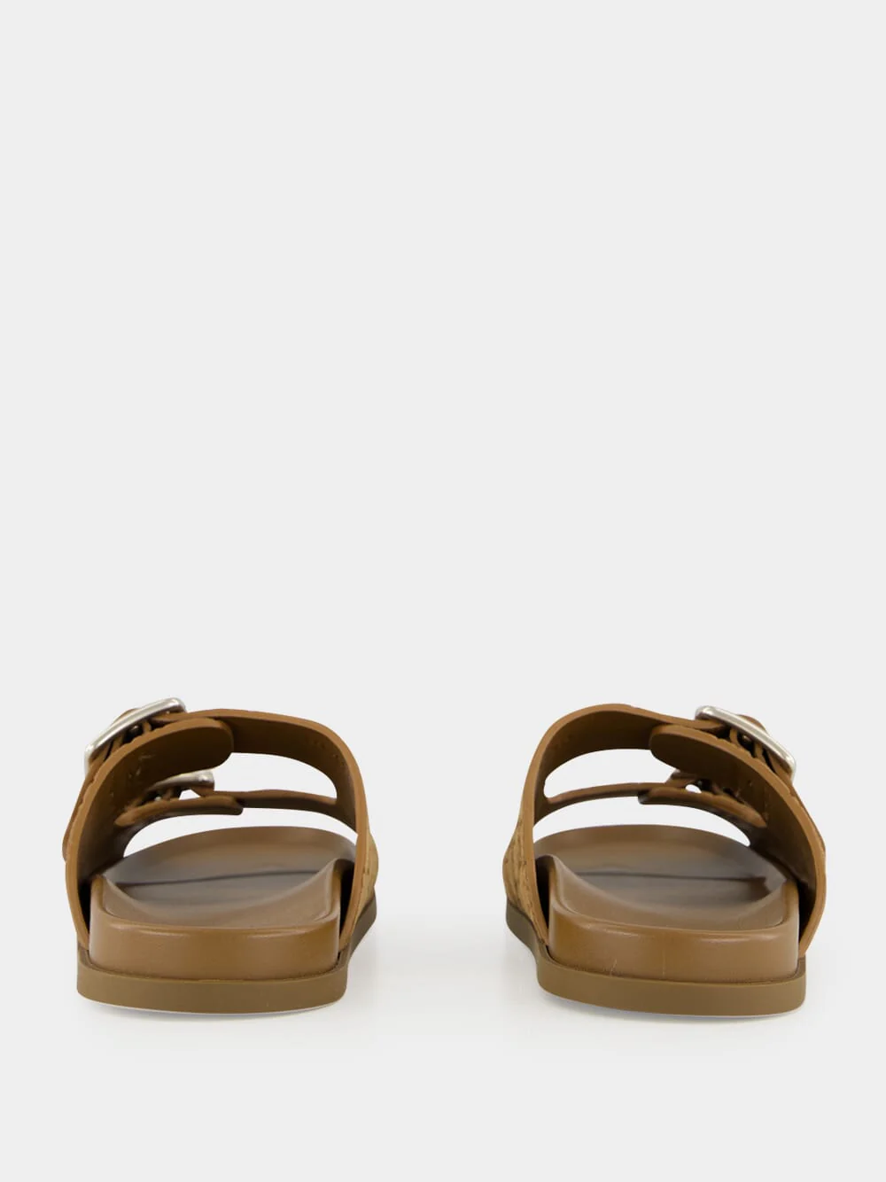 Brown GG Suede Double Buckle Sandals - Image 5