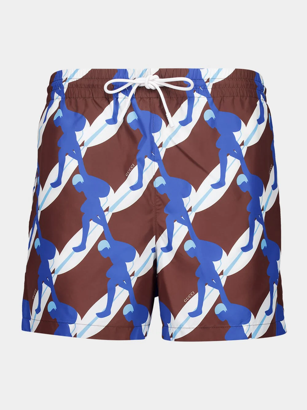 Brown Multicolour Printed Poplin Swim Shorts