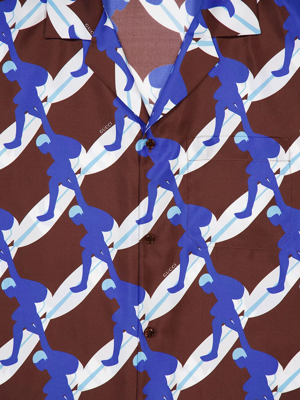 Brown Multicolour Printed Silk Bowling Shirt - Image 3