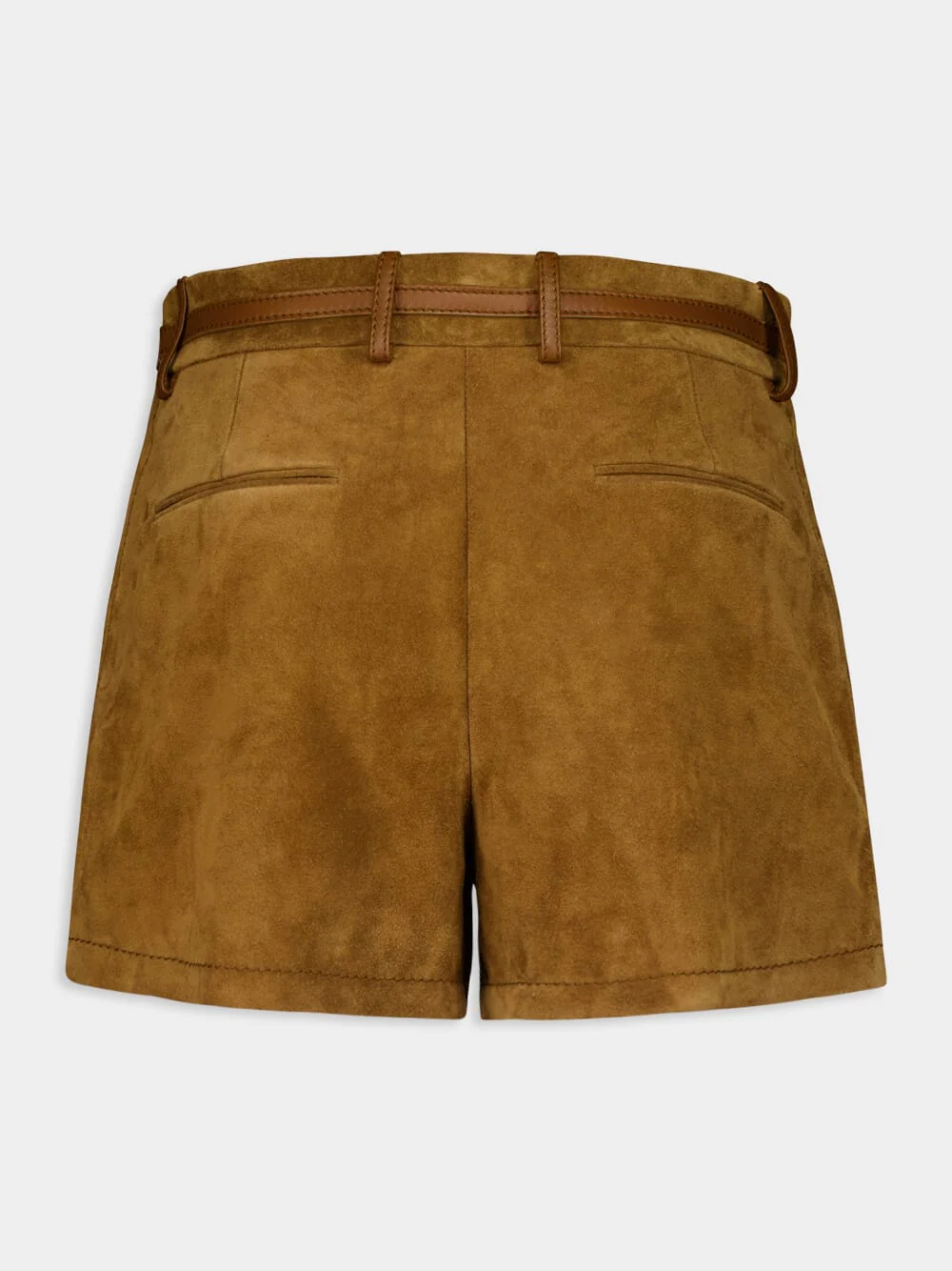 Brown Suede Shorts with Horsebit Belt - Image 2
