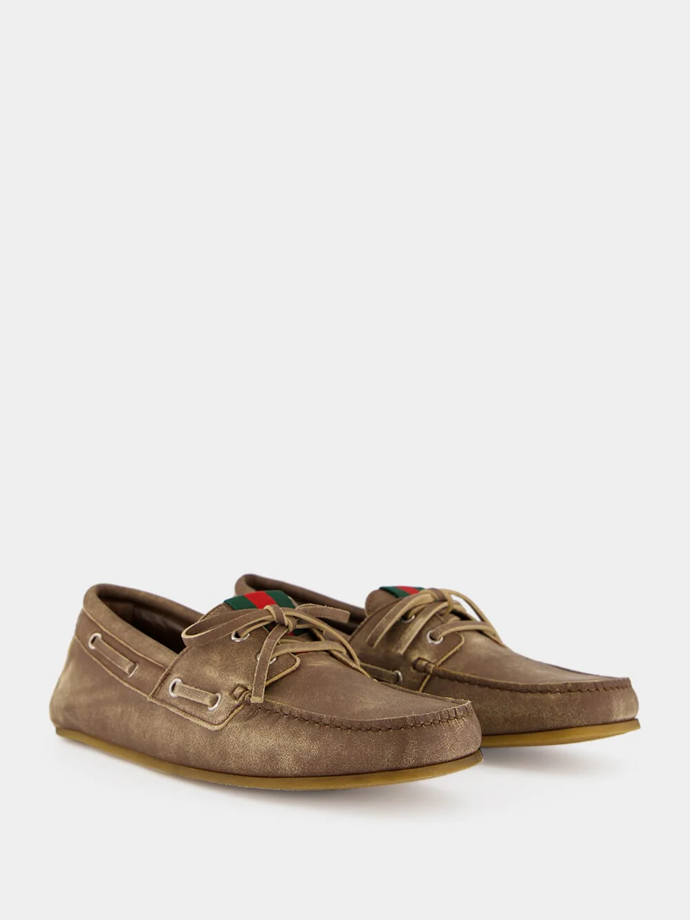 Brown Washed Leather Boat Shoes - Image 3