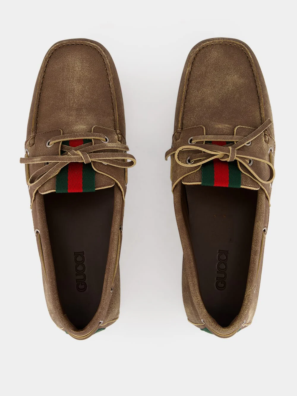Brown Washed Leather Boat Shoes - Image 4
