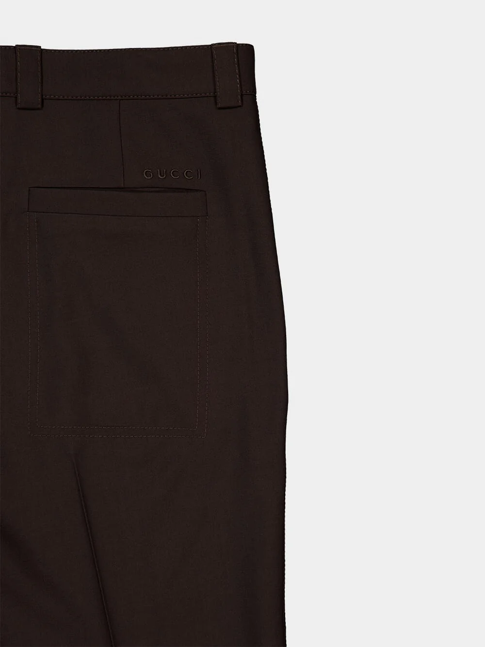 Brown Wool Gabardine Straight Trousers - Image 4