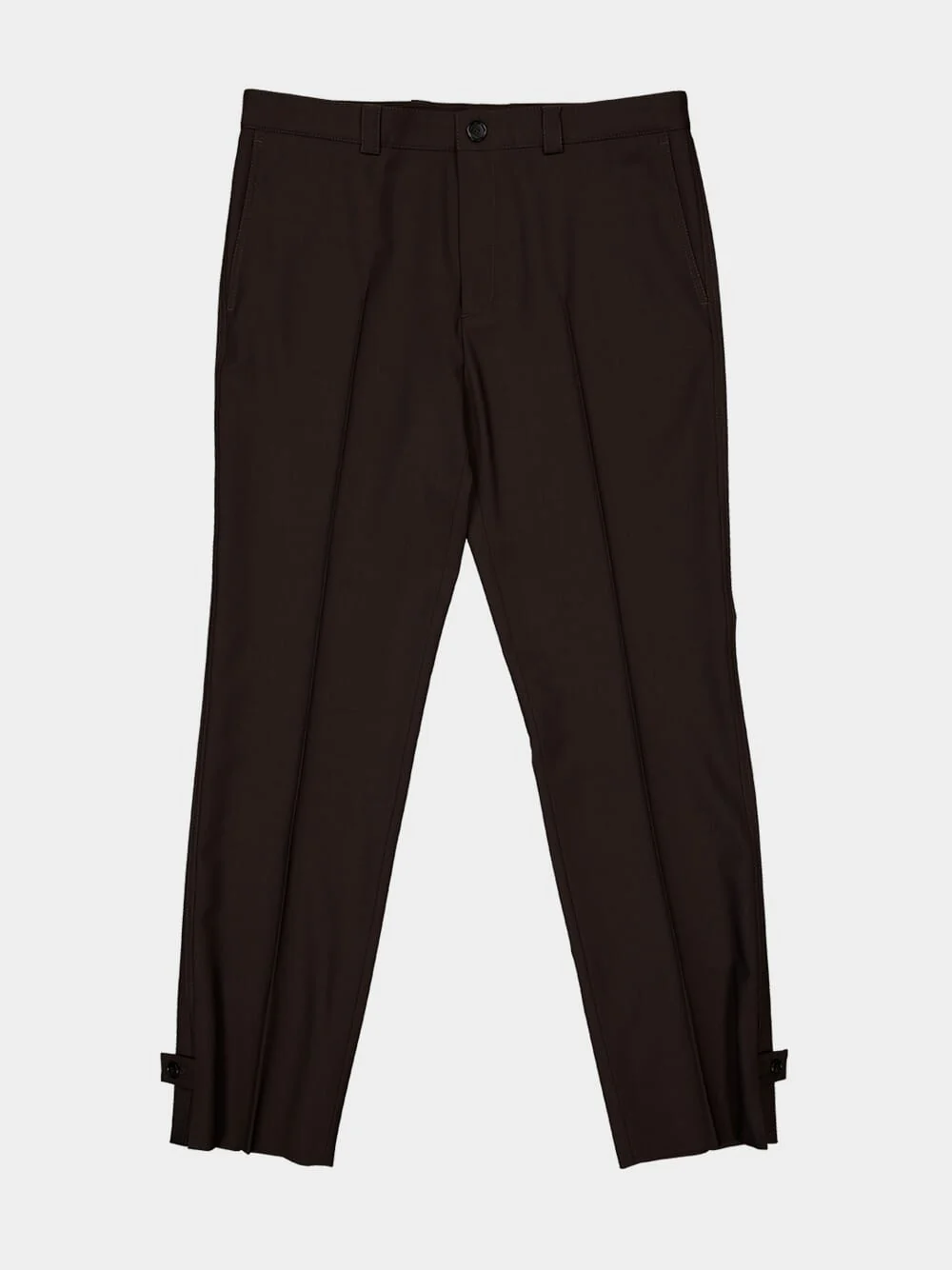 Brown Wool Gabardine Straight Trousers - Image 5