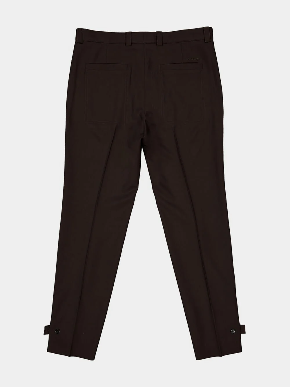 Brown Wool Gabardine Straight Trousers - Image 6