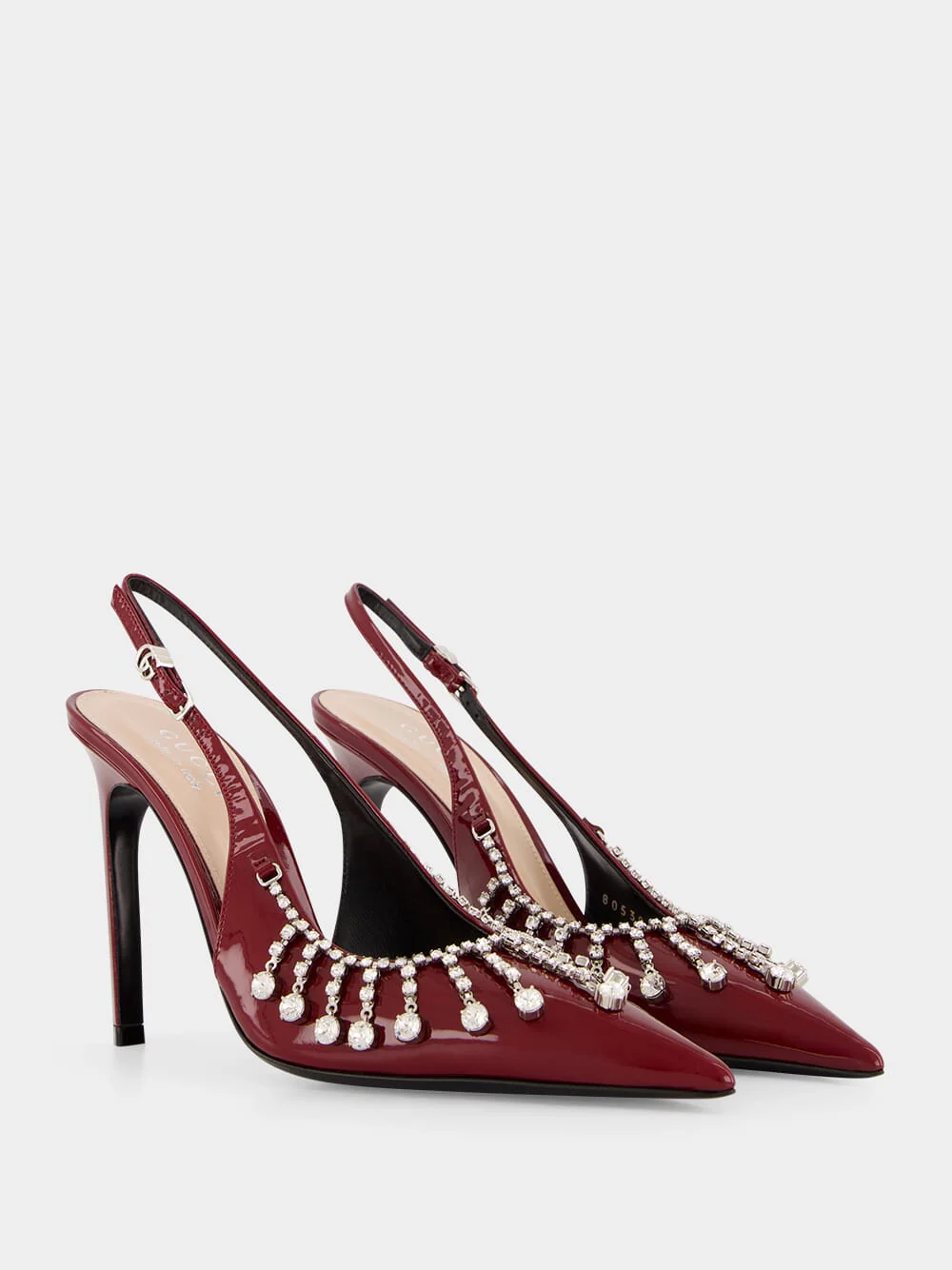 Burgundy Pumps with Crystal Chain - Image 10