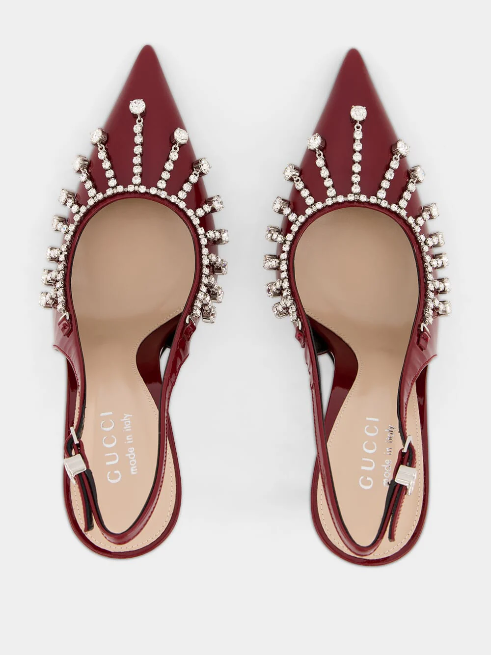 Burgundy Pumps with Crystal Chain - Image 11