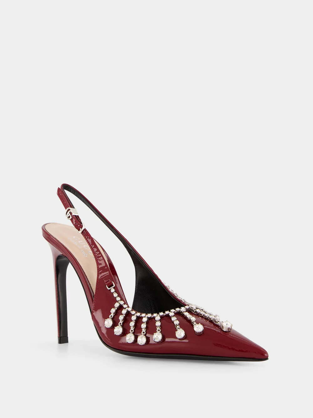 Burgundy Pumps with Crystal Chain - Image 2