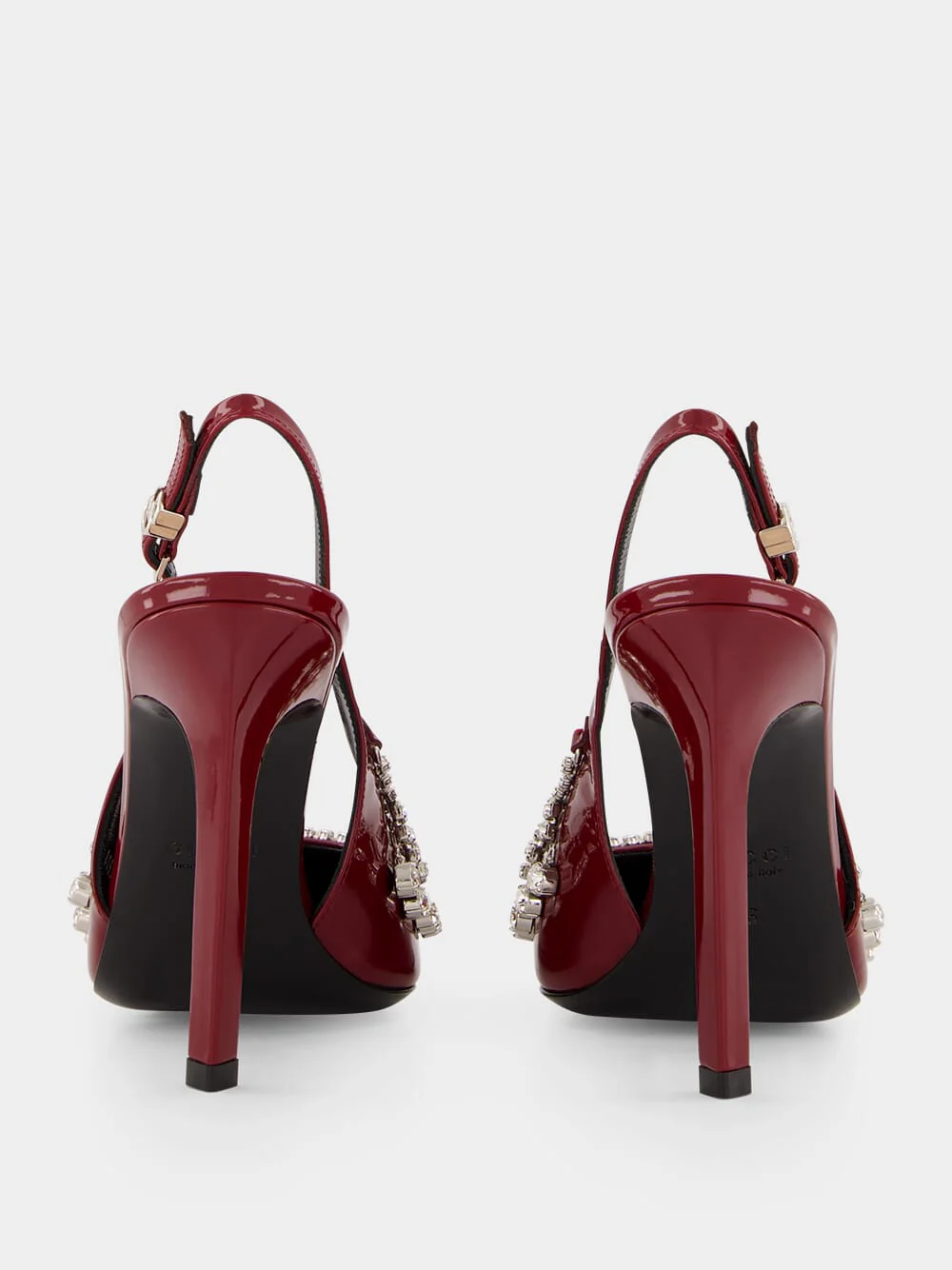 Burgundy Pumps with Crystal Chain - Image 5