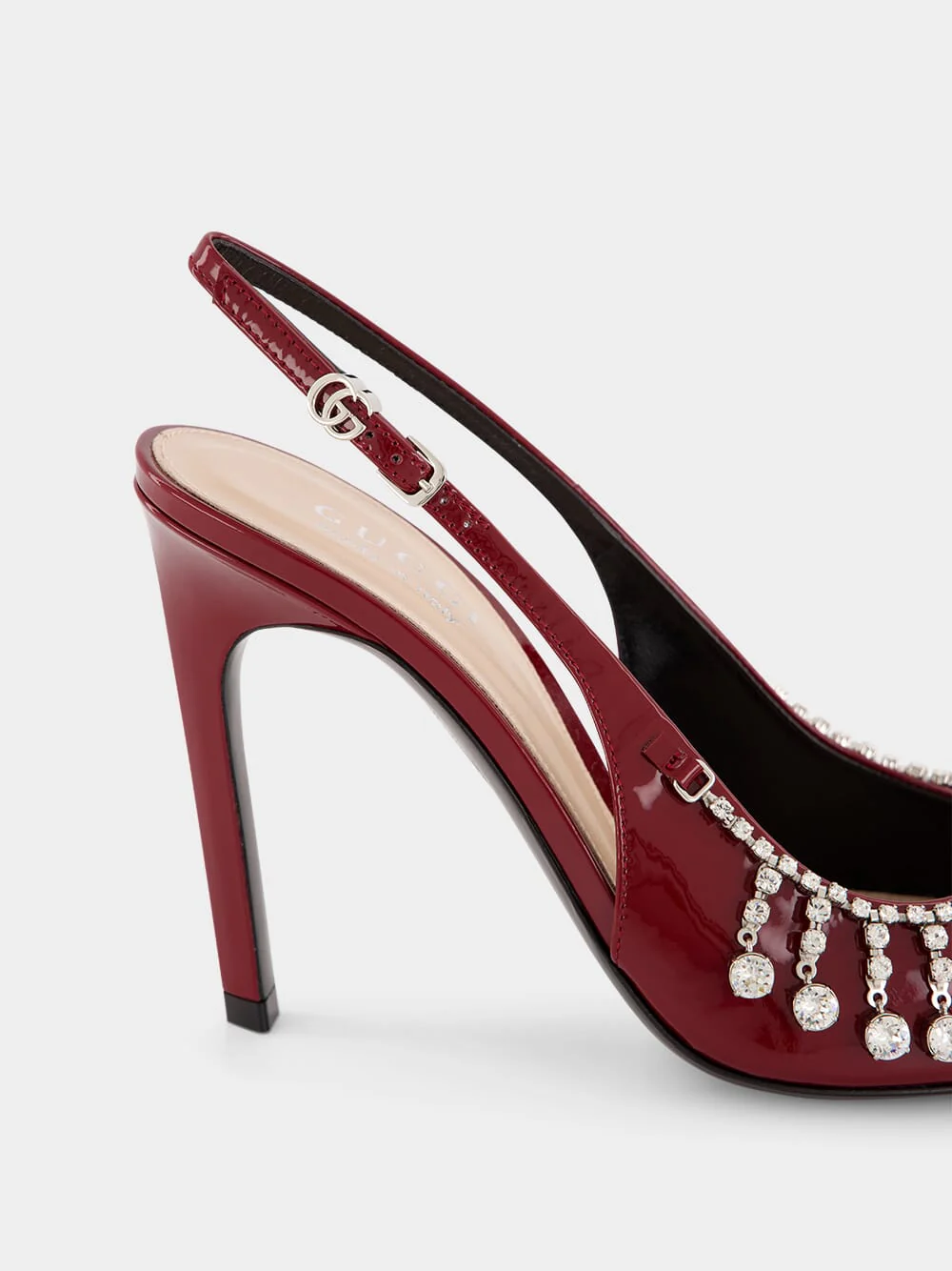 Burgundy Pumps with Crystal Chain - Image 6