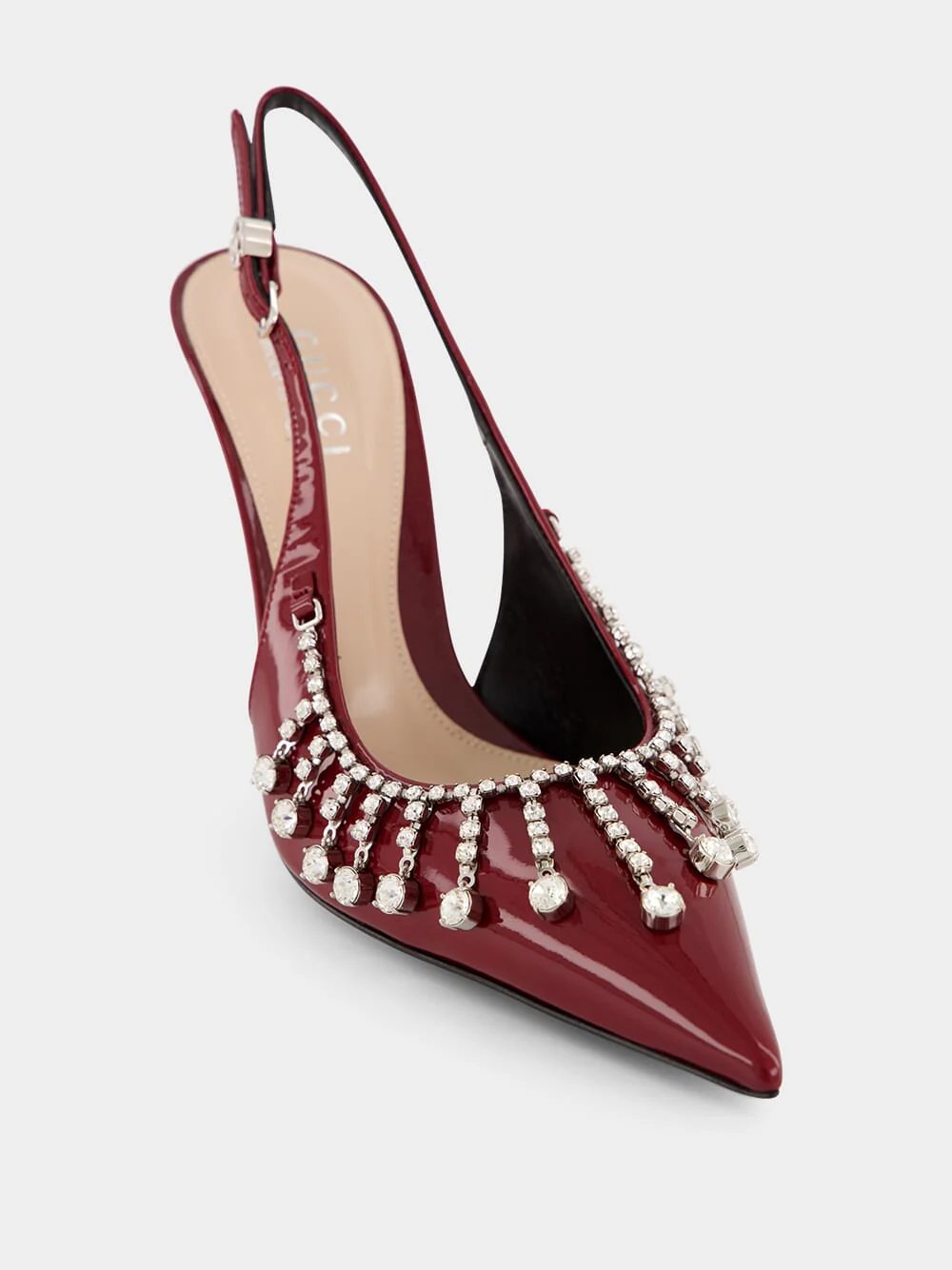 Burgundy Pumps with Crystal Chain - Image 7
