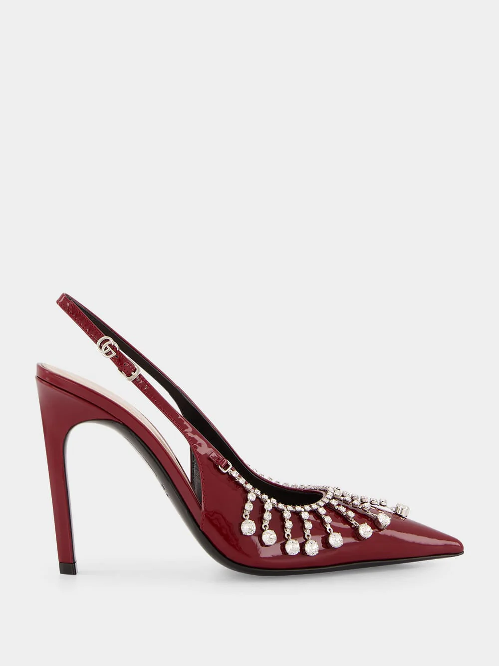 Burgundy Pumps with Crystal Chain - Image 8