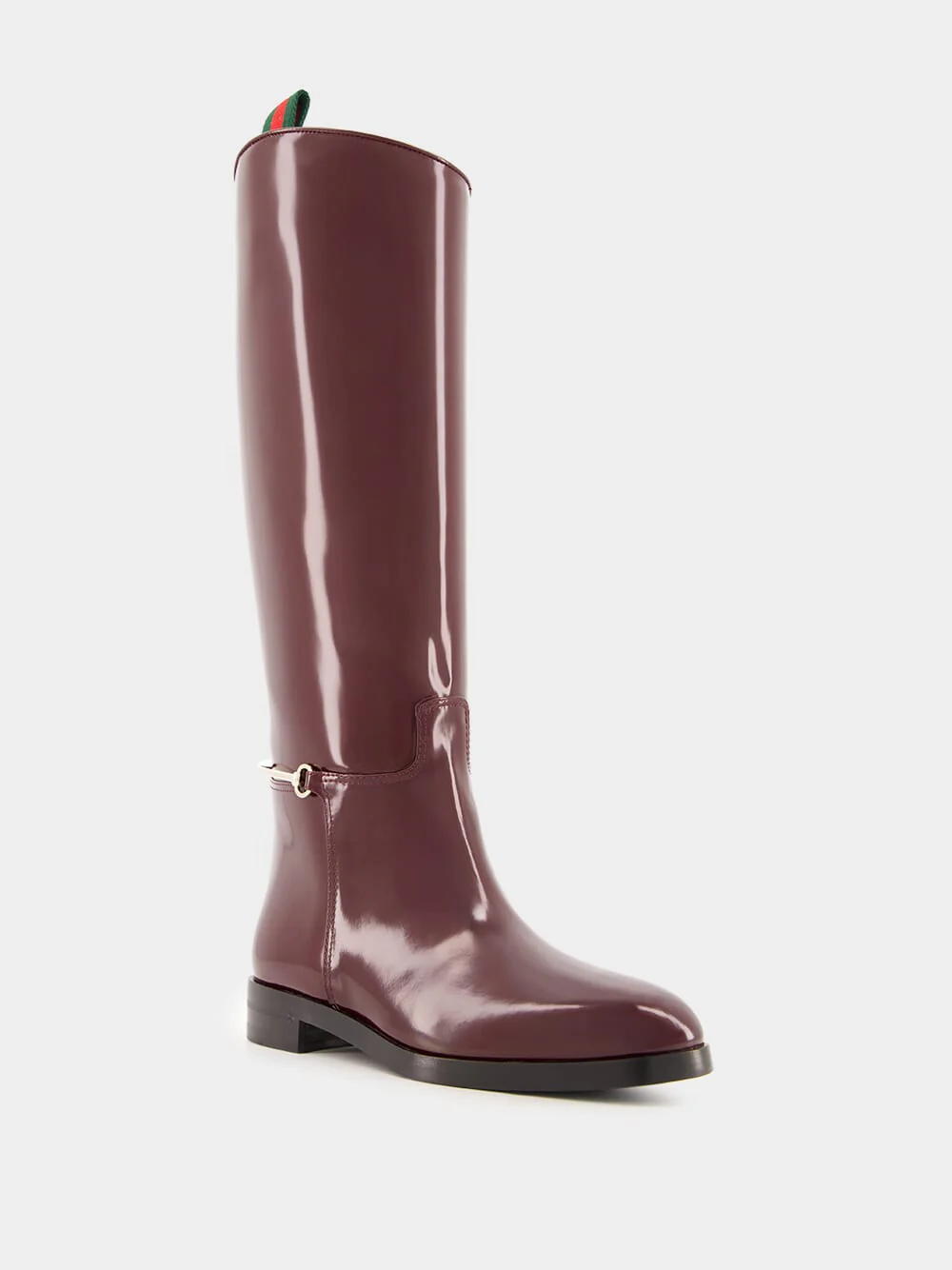 Burgundy Slim Horsebit Leather Boots - Image 2