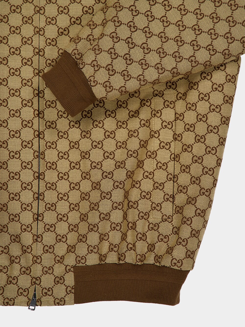 Camel and Dark Brown GG Canvas Bomber Jacket - Image 4