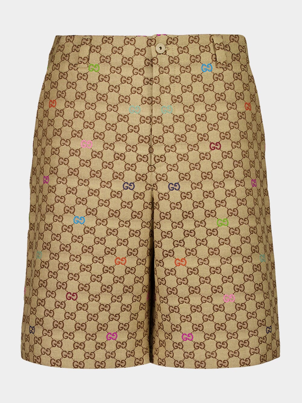 Camel and Dark Brown GG Canvas Shorts