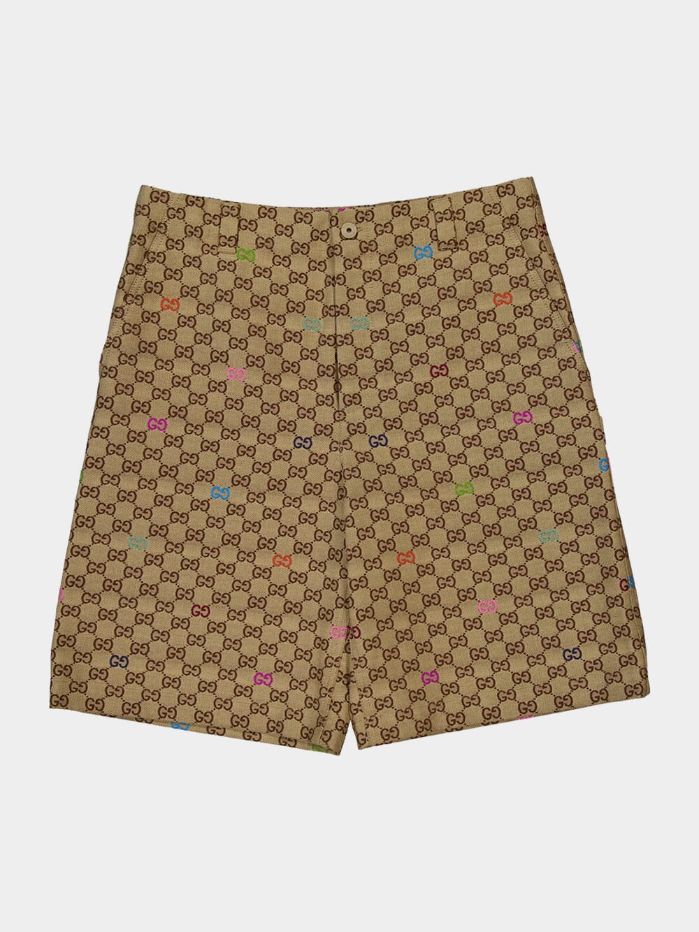 Camel and Dark Brown GG Canvas Shorts - Image 6