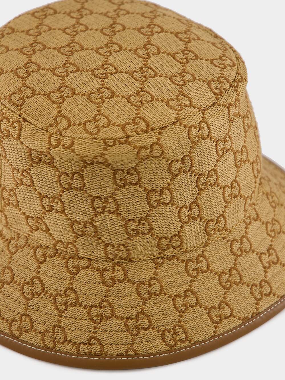 Camel GG Raffia Bucket Hat - Image 3