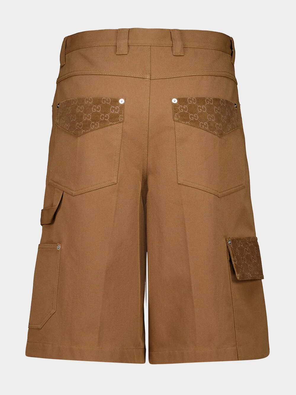 Camel Heavy Canvas Cotton Cargo Shorts - Image 2