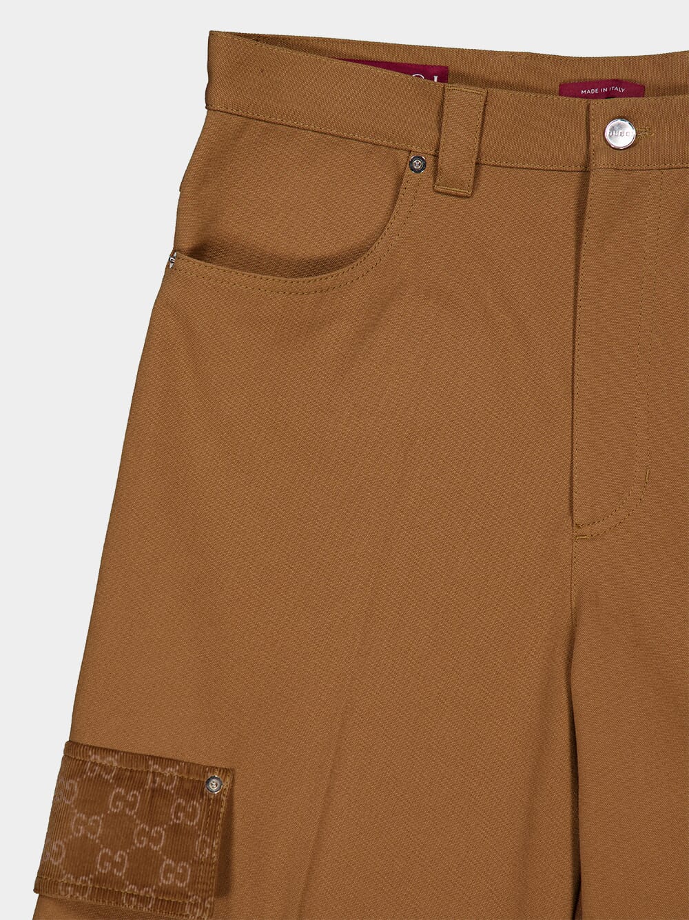 Camel Heavy Canvas Cotton Cargo Shorts - Image 3