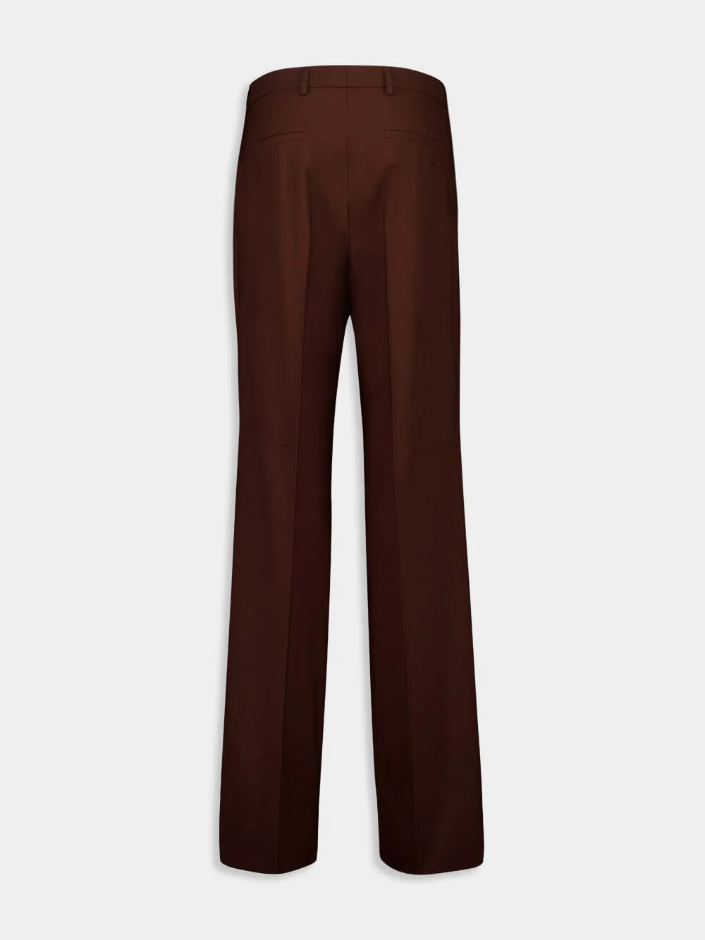 Chocolate Brown Wide-Leg Wool Trousers - Image 2