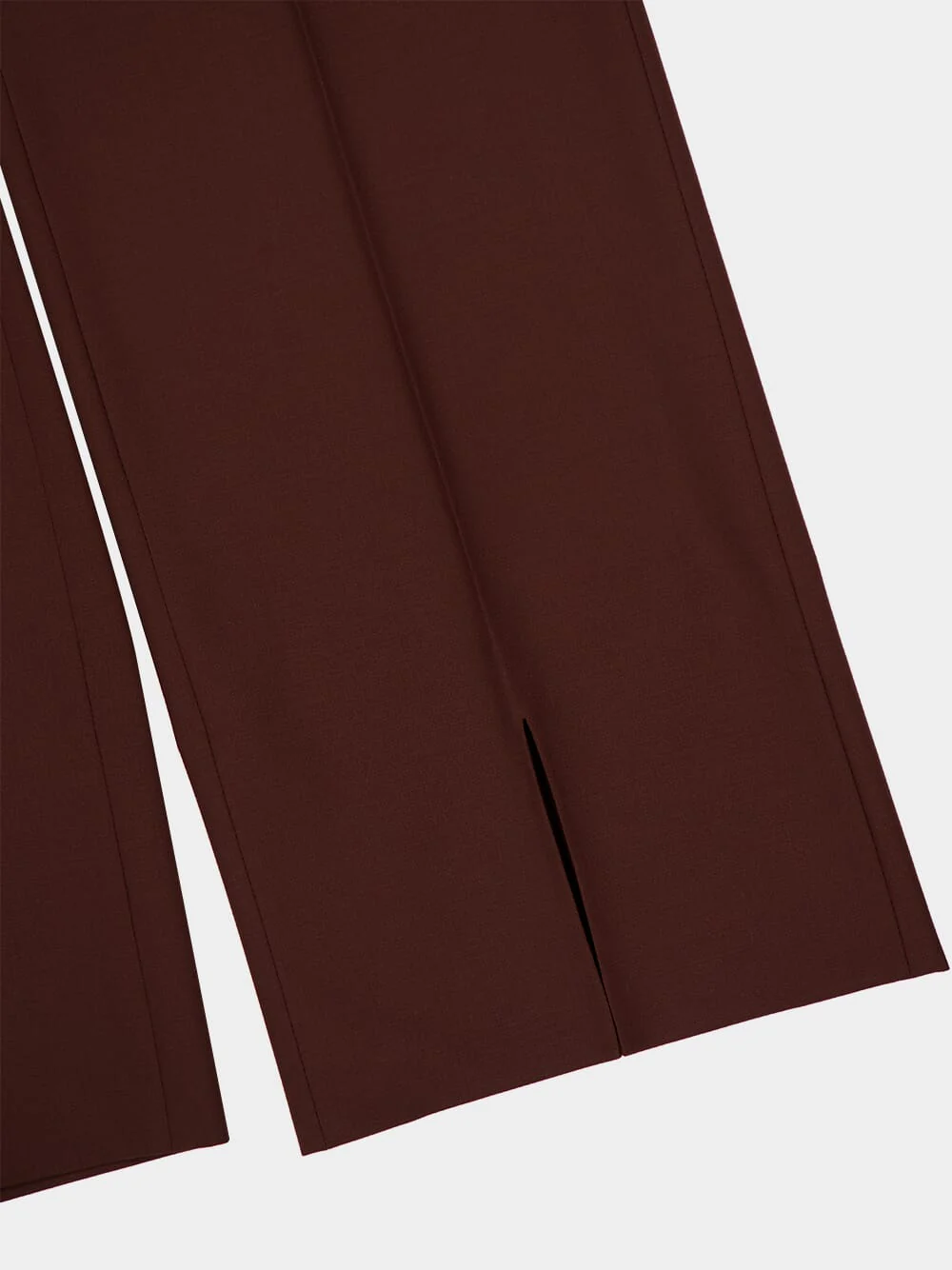 Chocolate Brown Wide-Leg Wool Trousers - Image 4