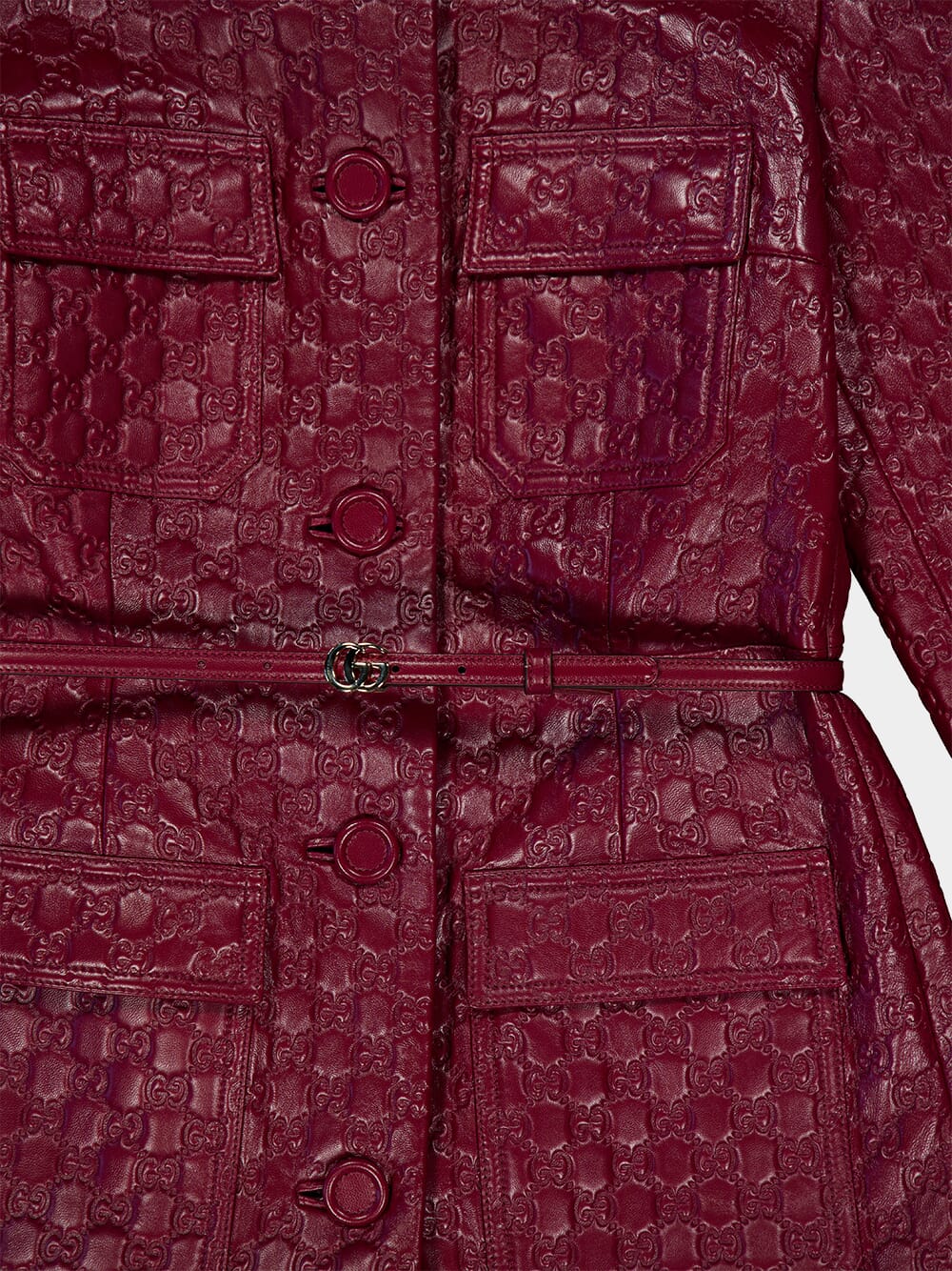 Ancora Red GG Embossed Leather Jacket - Image 3