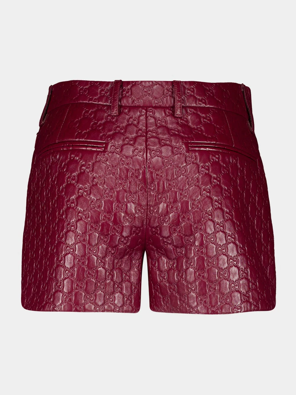 Ancora Red GG Embossed Leather Shorts - Image 2