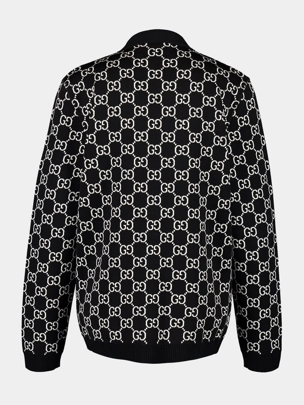 Black and White Reversible GG Wool Cardigan - Image 2