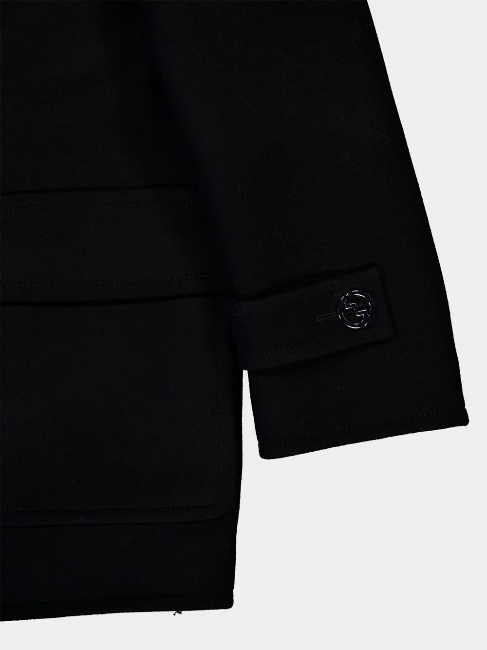 Black Batavia Wool Double-Breasted Coat - Image 4