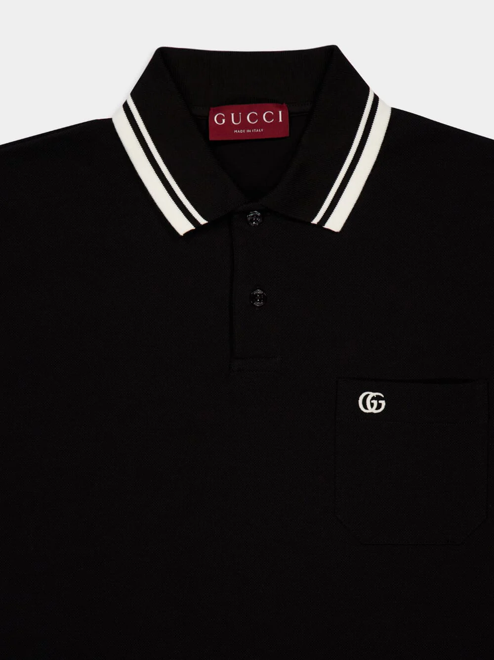 Black Cotton Polo Shirt with Web - Image 3