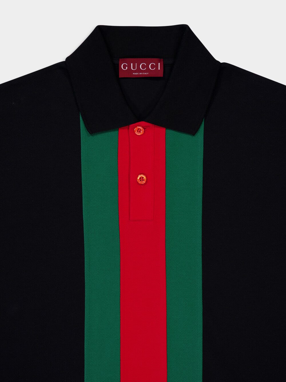 Black Cotton polo shirt with Web - Image 3