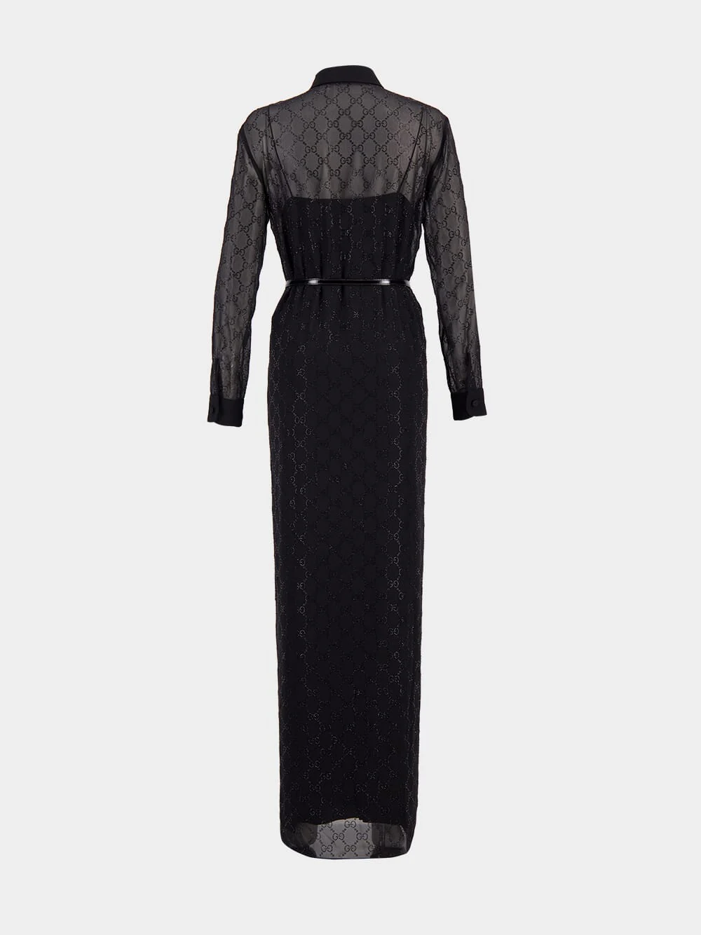 Black GG Monogram Silk Maxi Dress - Image 2